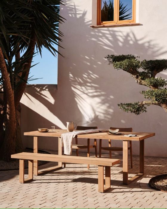 Mesa Exterior Madera Teca Reciclada Natural, 180 Cm
