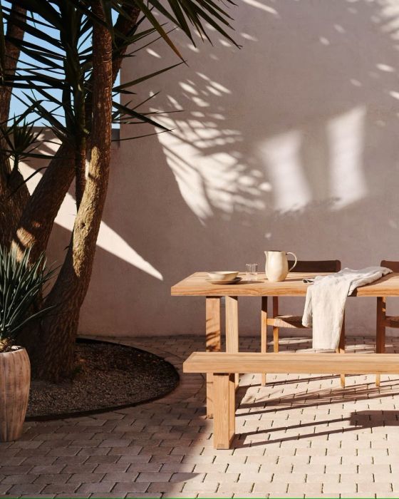 Mesa Exterior Madera Teca Reciclada Natural, 180 Cm