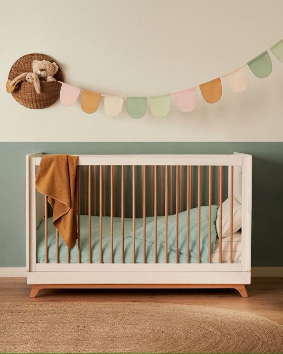 Cuna Convertible Madera Haya Lacada Blanco, 144 Cm