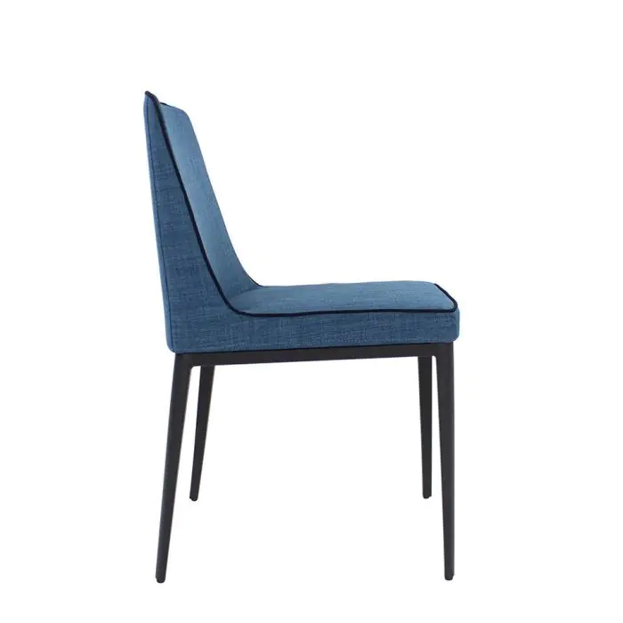 silla Tapizada Azul Acero Negro, 44 cm