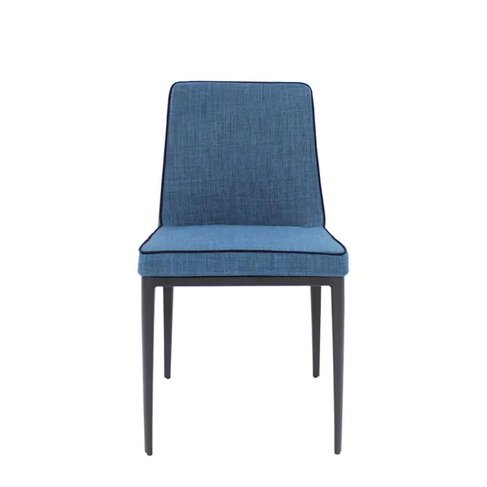 silla Tapizada Azul Acero Negro, 44 cm