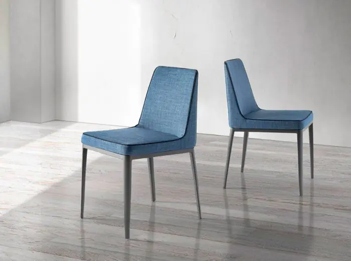 silla Tapizada Azul Acero Negro, 44 cm