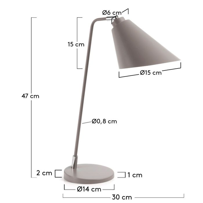 Lámpara de Sobremesa Acero Gris, 47 Cm
