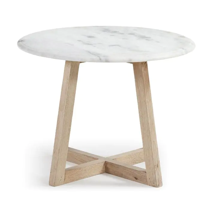 Mesa Auxiliar Nórdica Mármol Madera Salón, 50 Cm