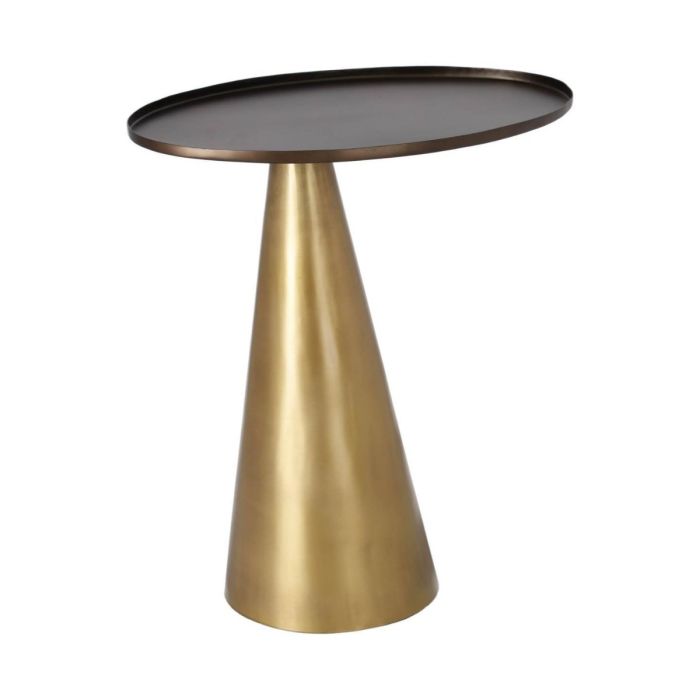 Mesa Auxiliar Ovalada Metal Dorado Negro