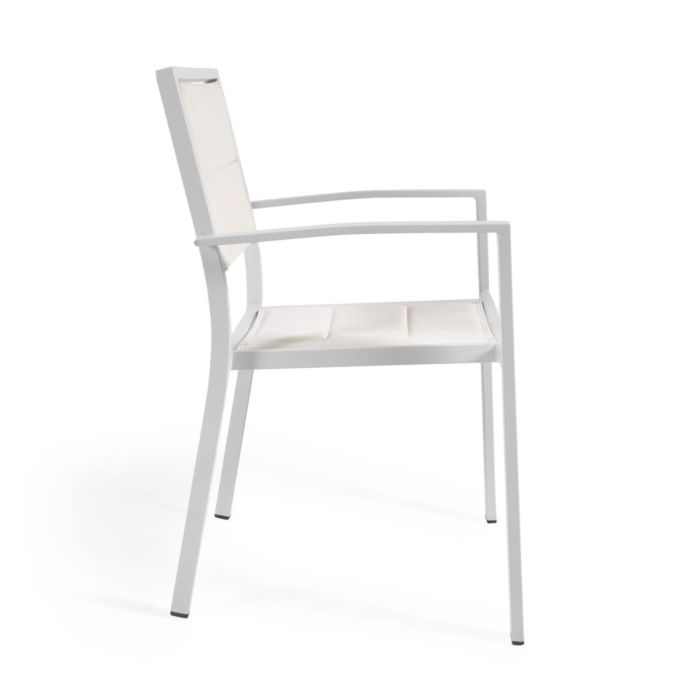 Silla Exterior Moderna Aluminio Textil Blanco, 55 Cm