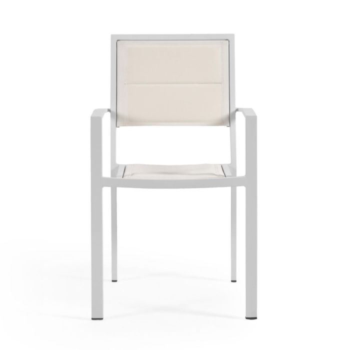 Silla Exterior Moderna Aluminio Textil Blanco, 55 Cm