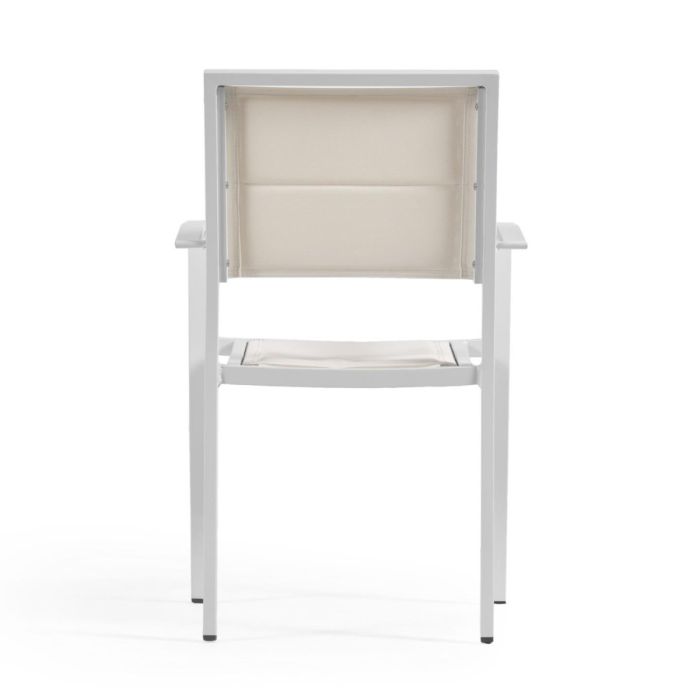 Silla Exterior Moderna Aluminio Textil Blanco, 55 Cm