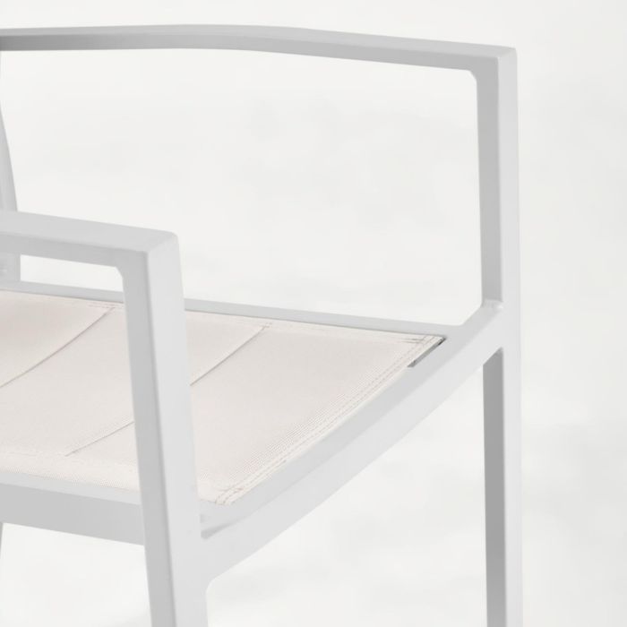 Silla Exterior Moderna Aluminio Textil Blanco, 55 Cm