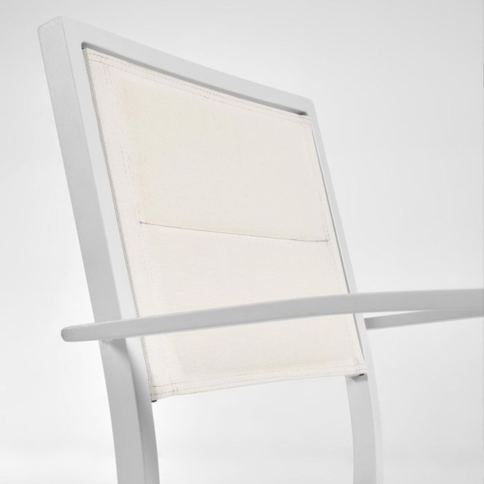 Silla Exterior Moderna Aluminio Textil Blanco, 55 Cm