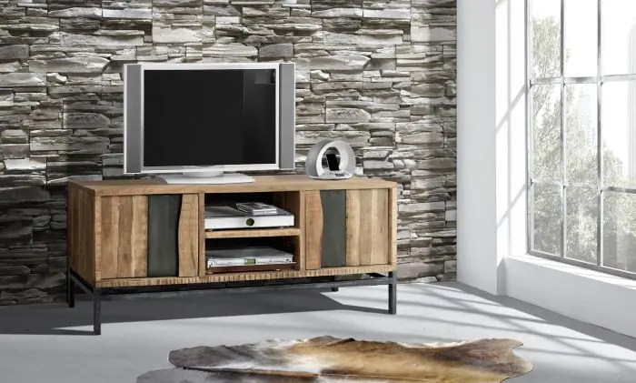 Mueble tv Industrial Madera mango Natural/negro