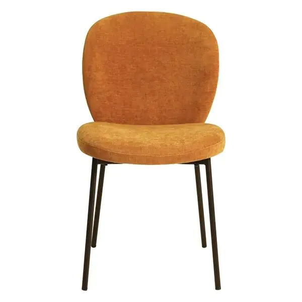 Silla Comedor Tela Naranja Metal Negro, 48 Cm