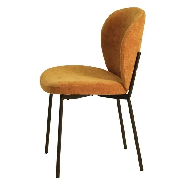 Silla Comedor Tela Naranja Metal Negro, 48 Cm