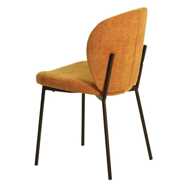 Silla Comedor Tela Naranja Metal Negro, 48 Cm