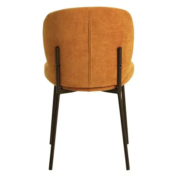 Silla Comedor Tela Naranja Metal Negro, 48 Cm