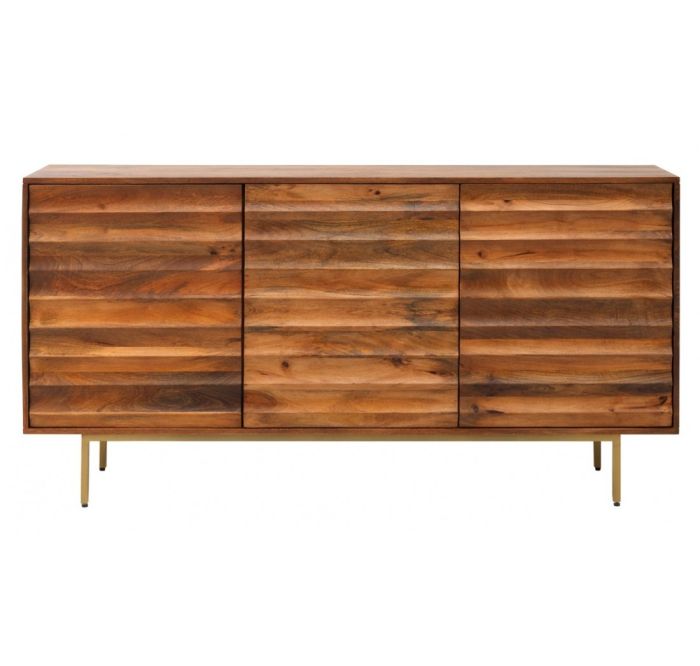 Aparador Puertas Diseño Ondulado Estilo Art Decó Madera Maciza Mango, 170 Cm