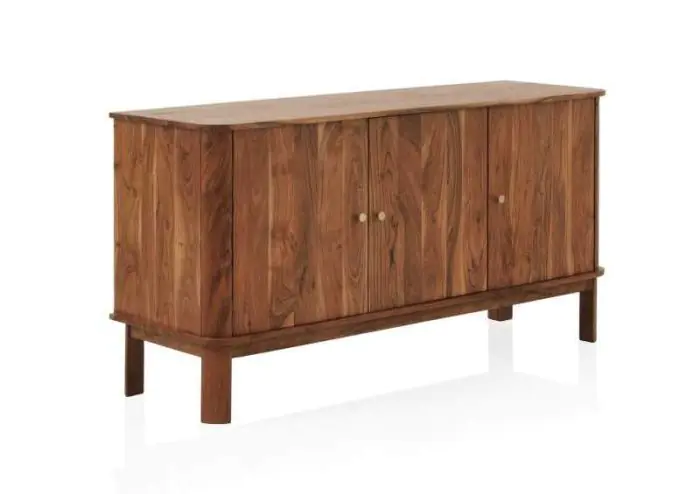 Aparador 3 Puertas Madera Natural Acacia, 145 Cm