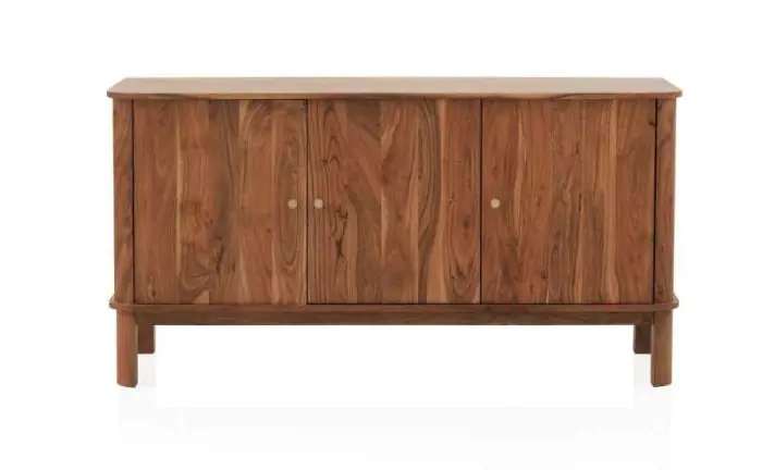 Aparador 3 Puertas Madera Natural Acacia, 145 Cm