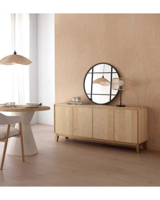 Aparador 4 Puertas Fresno Patas Madera Mango, 177 Cm