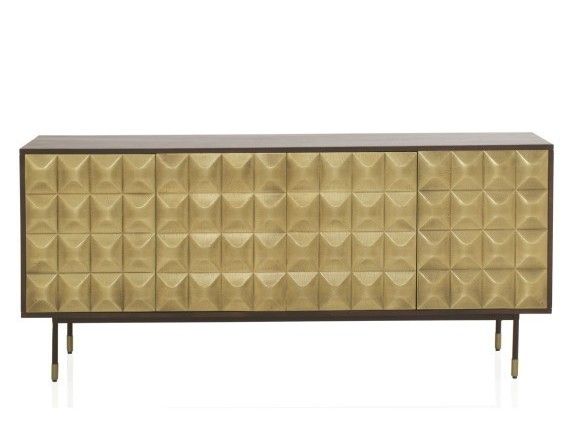 Aparador Art Decó 4 Puertas Frontal Cuadros Dorado, 170 Cm
