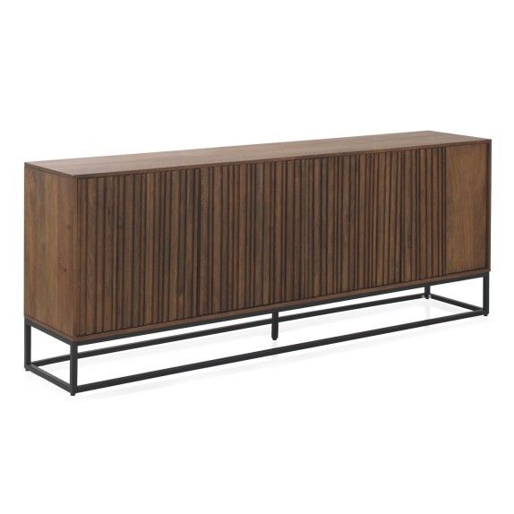Aparador 4 Puertas Laminadas Madera Mango Metal, 200 Cm