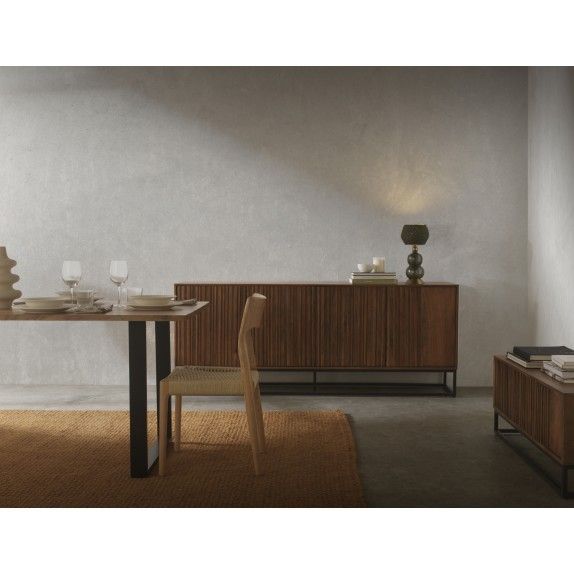 Aparador 4 Puertas Laminadas Madera Mango Metal, 200 Cm