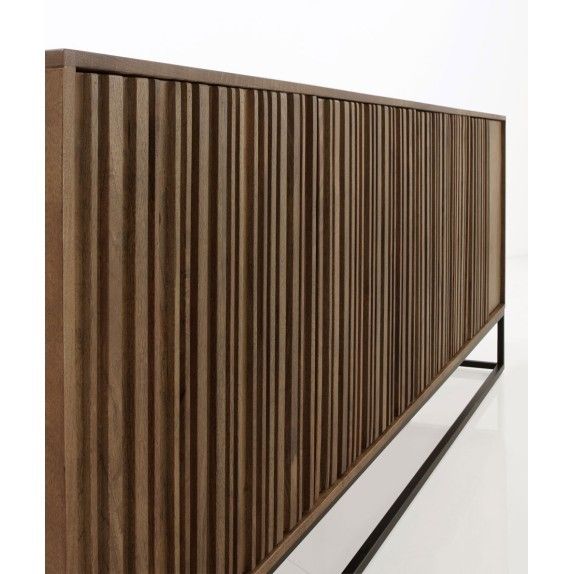 Aparador 4 Puertas Laminadas Madera Mango Metal, 200 Cm