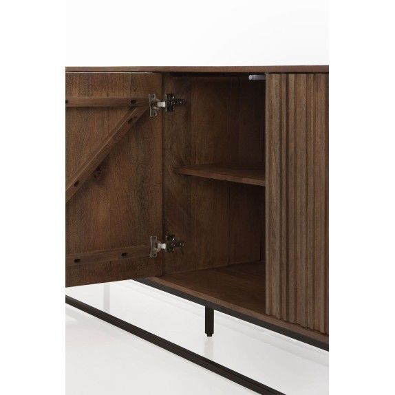 Aparador 4 Puertas Laminadas Madera Mango Metal, 200 Cm