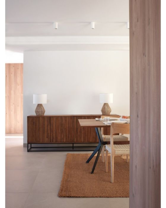 Aparador 4 Puertas Laminadas Madera Mango Metal, 200 Cm