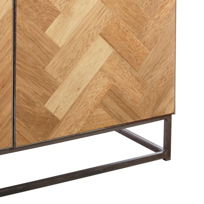 Aparador Zigzag Madera Teca Hierro Natural Negro, 180 Cm
