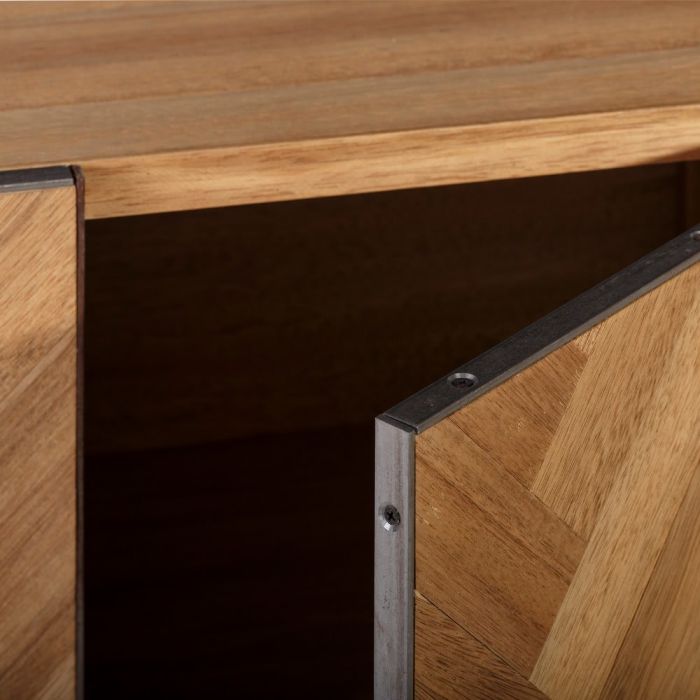 Aparador Zigzag Madera Teca Hierro Natural Negro, 180 Cm