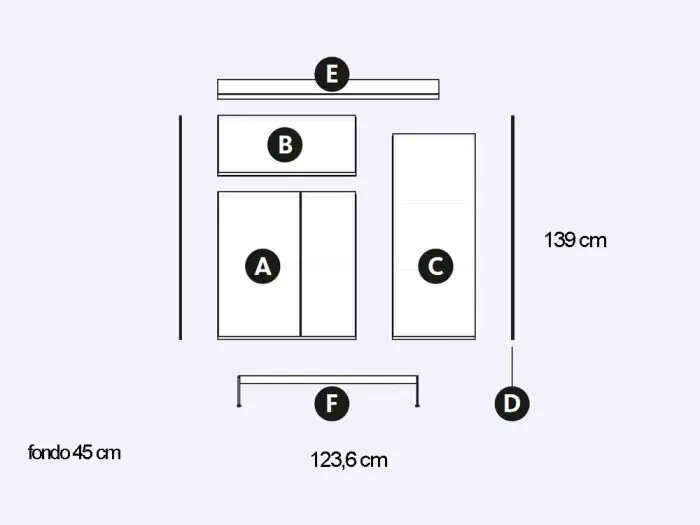 Aparador Alto 4 Puertas Laminado, 123'6 Cm