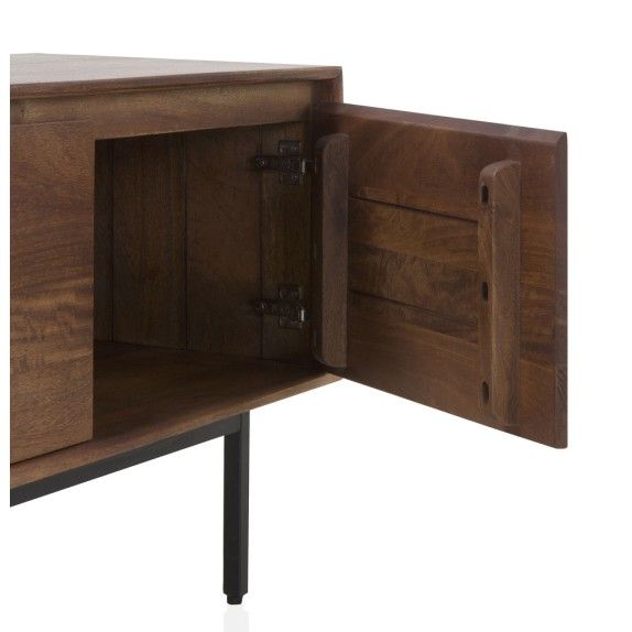 Aparador Bajo 3 Puertas Lisas Madera Mango Metal, 140 Cm