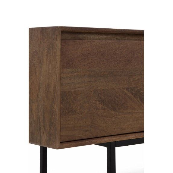 Aparador Bajo 3 Puertas Lisas Madera Mango Metal, 140 Cm