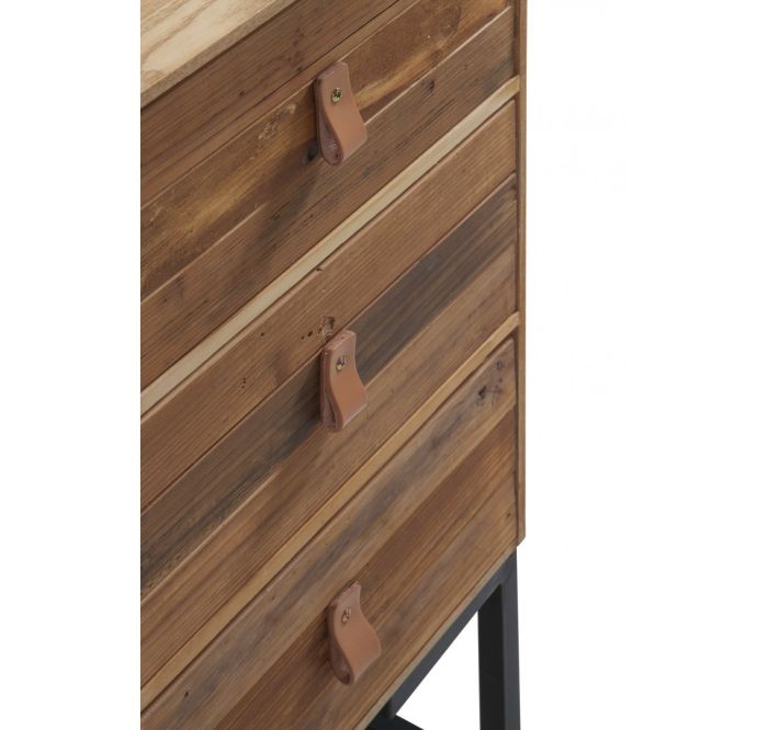 Aparador Vintage Madera Fresno Reciclado Base Metálica, 110 cm