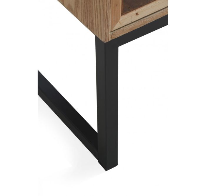 Aparador Vintage Madera Fresno Reciclado Base Metálica, 110 cm