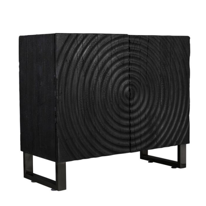 Aparador Carbones Estilo Vintage Negro Madera Acacia, 94 Cm