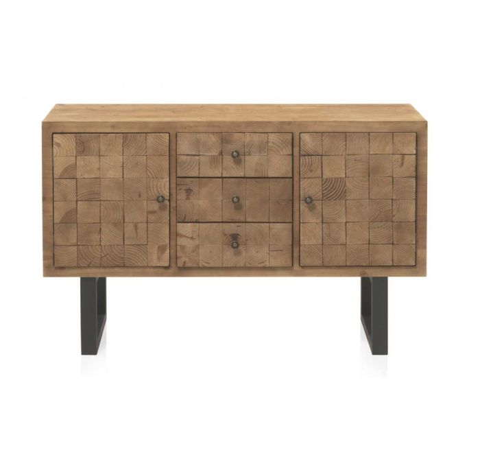 Aparador Bloques Madera Abeto Metal, 122 Cm