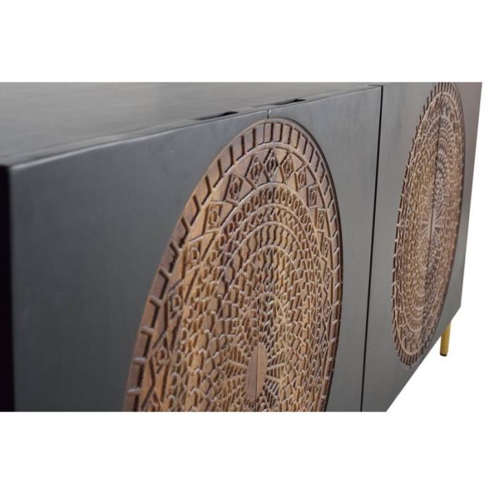 Aparador Madera Mango Color Nogal Metal Dorado, 173 Cm