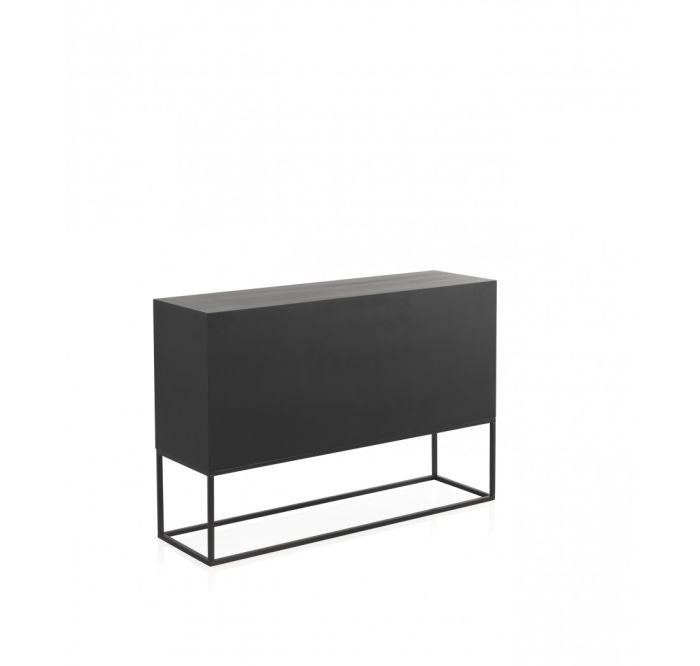 Aparador 2 Puertas 3 Cajones Madera Reciclado Hierro Negro,120 cm