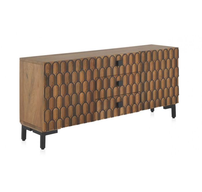 Aparador Geométrico Arcos Madera Maciza Jamun Patas Metal, 160 Cm