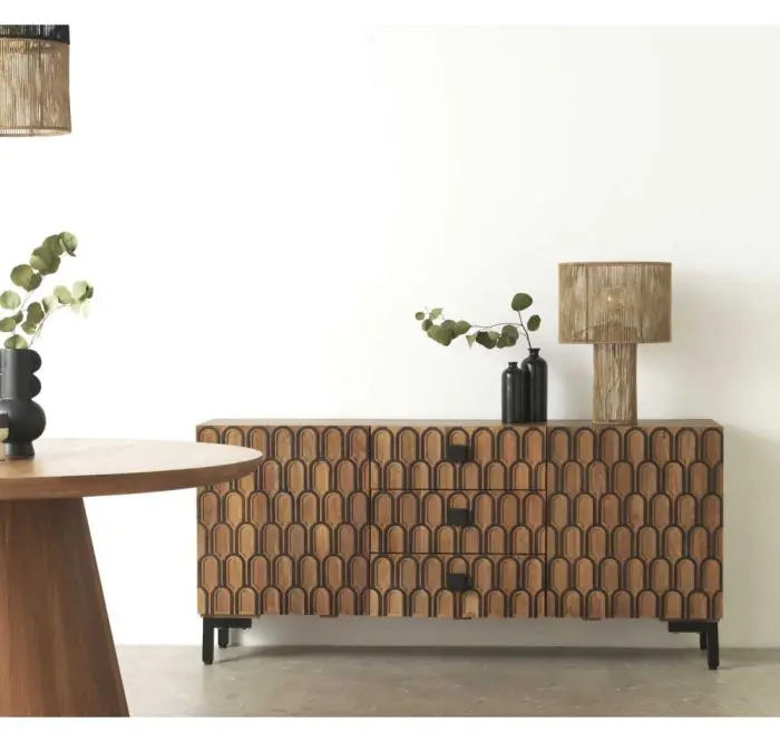Aparador Geométrico Madera Maciza Jamun Patas Metal, 160 Cm
