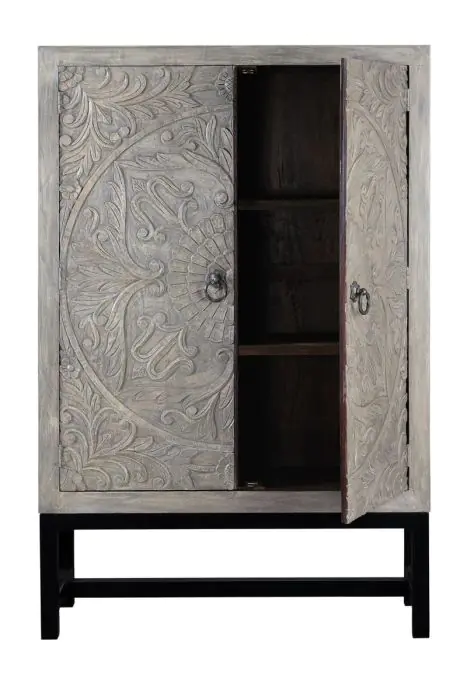 Armario Estilo Étnico Gris/Negro Metal, 180 Cm