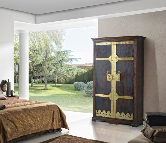 Armario Madera Color Nogal Oscuro Bronce, 190 Cm