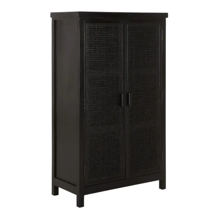 Armario Ratán Madera Mindi Negro, 140 Cm