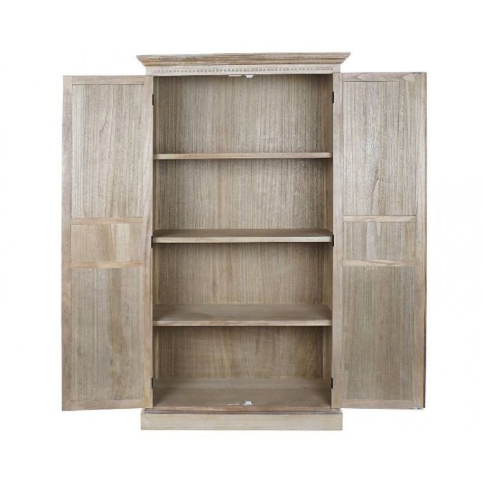 Armario Estilo Vintage Natural Madera Paulownia Color Blanco Hoja, 181 Cm