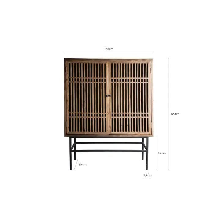 Armario Oriental Madera Natural Negro 120 Cm