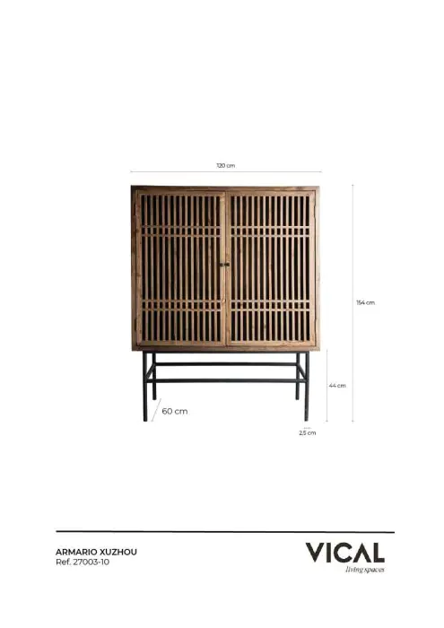 Armario Oriental Madera Natural Negro 120 Cm
