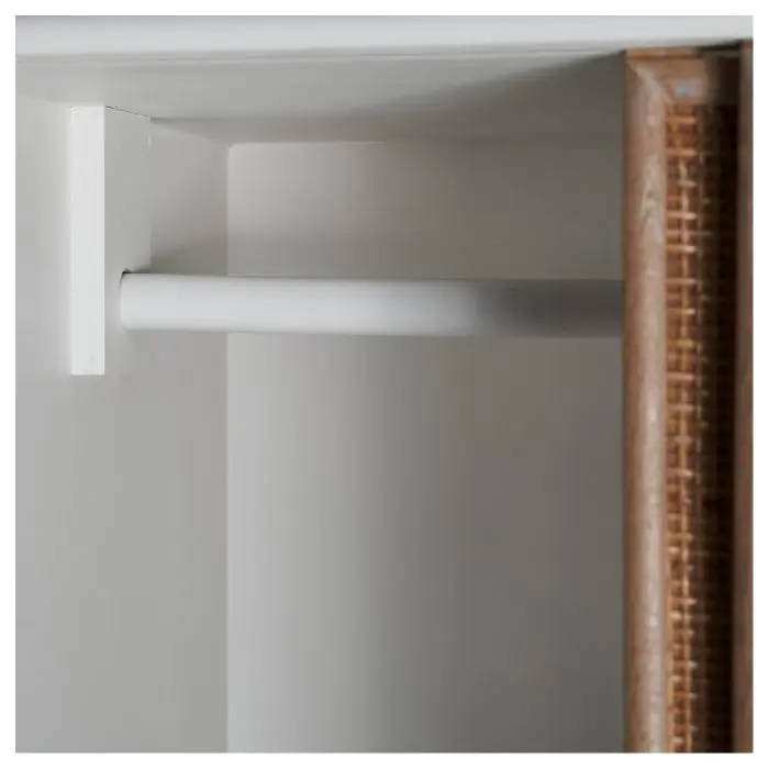 Armario 2 Puertas Correderas Madera Ratán Natural, 172 cm