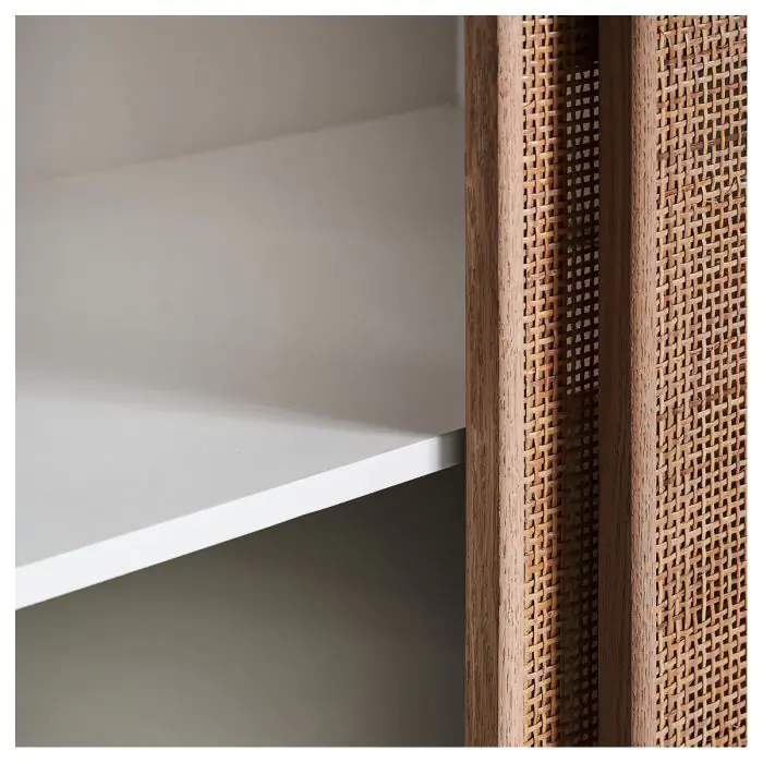 Armario 2 Puertas Correderas Madera Ratán Natural, 172 cm